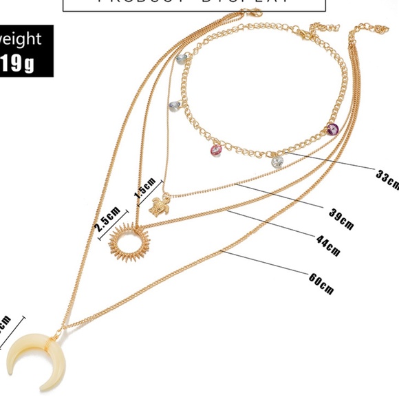 Rear Turtle Horn  Necklace in Gold. - Picture 6 of 6